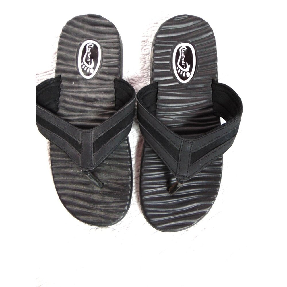 Sand Tracks Flip Flops Thongs Sandals  45 EU, 12 US  Black   EUC